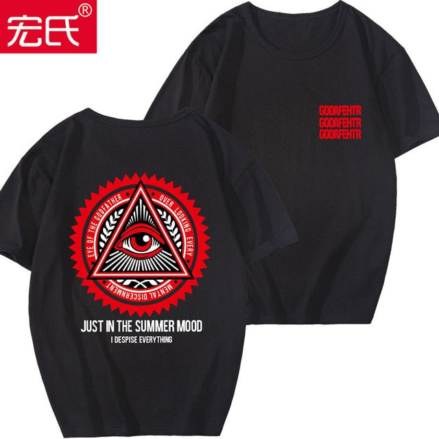 Special Japanese Tide brand short-sleeved men and women summer street hip hop T-shirt Chinese style lovers with half sleeves