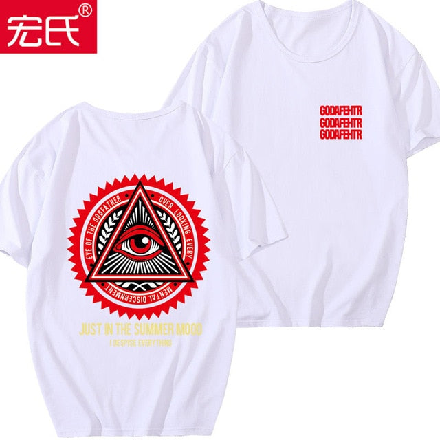 Special Japanese Tide brand short-sleeved men and women summer street hip hop T-shirt Chinese style lovers with half sleeves