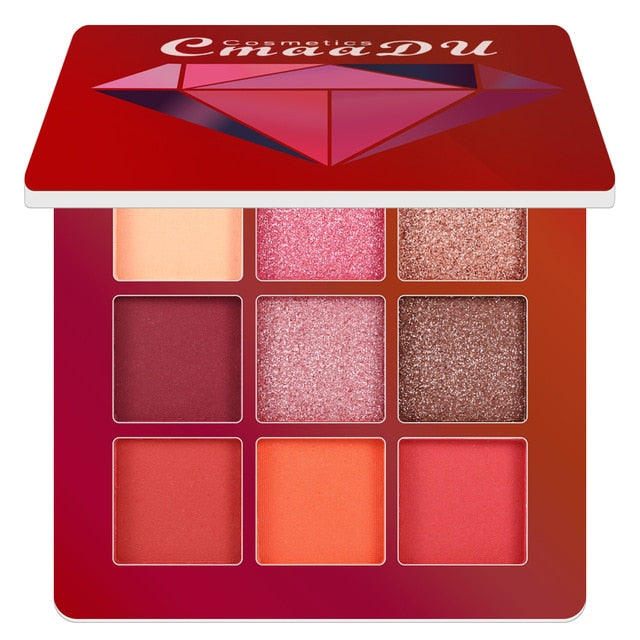 9 Colors Nude Eyeshadow Kit Matte Glitter Eyeshadow Palette Makeup Diamond Glitter Metallic Shiny Nude Eye Pigment Cosmetics