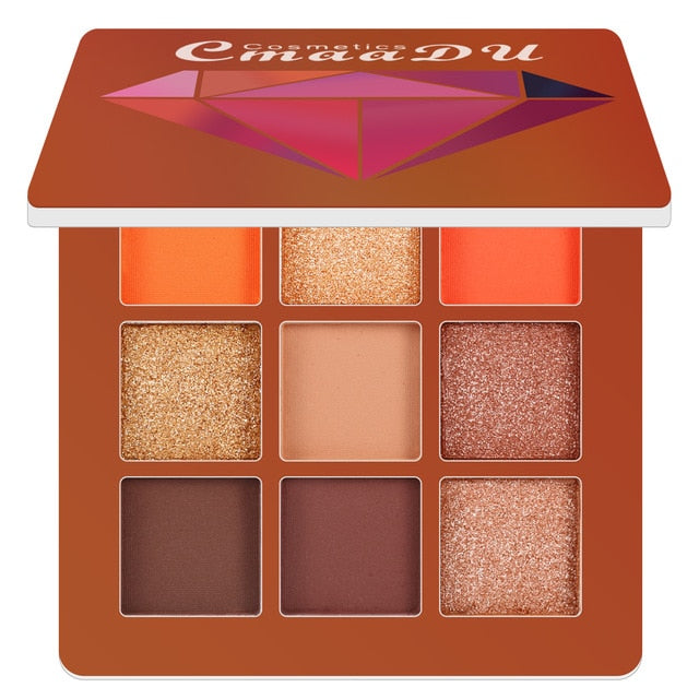9 Colors Nude Eyeshadow Kit Matte Glitter Eyeshadow Palette Makeup Diamond Glitter Metallic Shiny Nude Eye Pigment Cosmetics