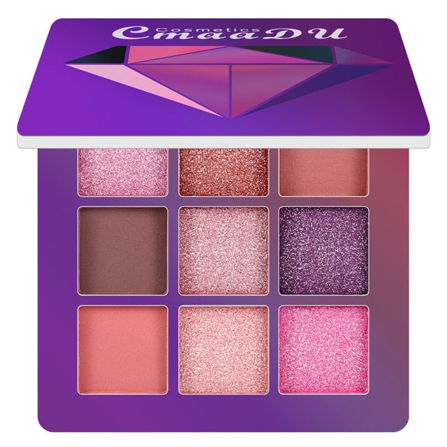 9 Colors Nude Eyeshadow Kit Matte Glitter Eyeshadow Palette Makeup Diamond Glitter Metallic Shiny Nude Eye Pigment Cosmetics