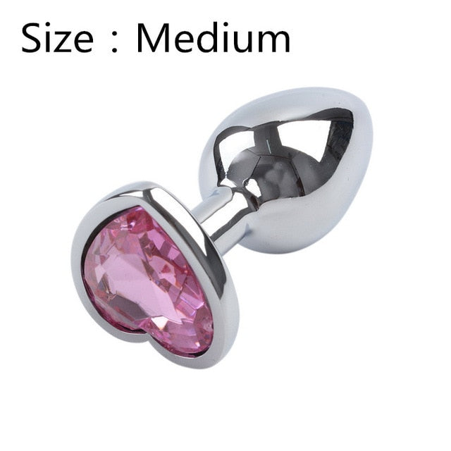 Heart shaped metal anal plug Sex Toys Stainless Smooth Steel Butt Plug Tail Crystal Jewelry Trainer For Women/Man Anal Dildo