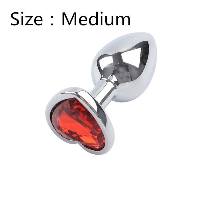 Heart shaped metal anal plug Sex Toys Stainless Smooth Steel Butt Plug Tail Crystal Jewelry Trainer For Women/Man Anal Dildo