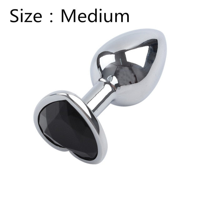 Heart shaped metal anal plug Sex Toys Stainless Smooth Steel Butt Plug Tail Crystal Jewelry Trainer For Women/Man Anal Dildo