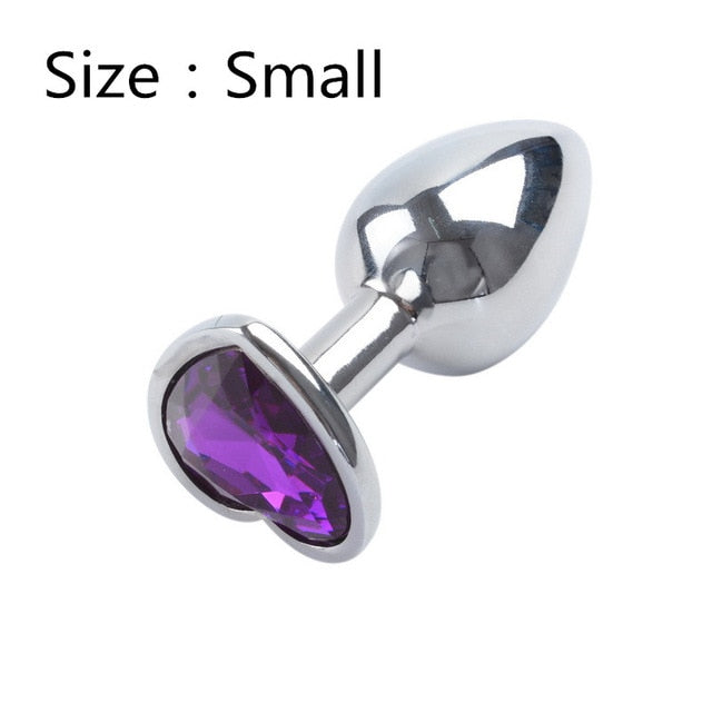 Heart shaped metal anal plug Sex Toys Stainless Smooth Steel Butt Plug Tail Crystal Jewelry Trainer For Women/Man Anal Dildo