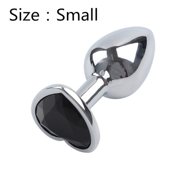 Heart shaped metal anal plug Sex Toys Stainless Smooth Steel Butt Plug Tail Crystal Jewelry Trainer For Women/Man Anal Dildo