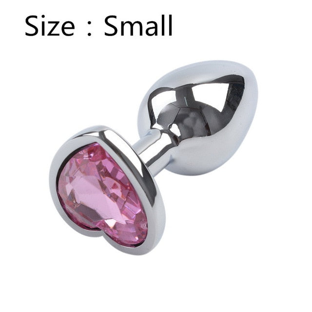 Heart shaped metal anal plug Sex Toys Stainless Smooth Steel Butt Plug Tail Crystal Jewelry Trainer For Women/Man Anal Dildo