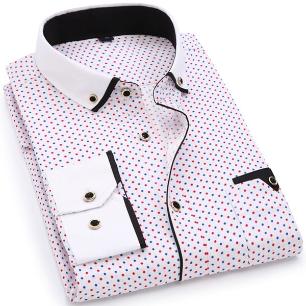 2020 Men Fashion Casual Long Sleeved Printed shirt Slim Fit Male Social Business Dress Shirt Brand Men Clothing Soft Comfortable