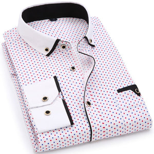 2020 Men Fashion Casual Long Sleeved Printed shirt Slim Fit Male Social Business Dress Shirt Brand Men Clothing Soft Comfortable