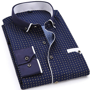 2020 Men Fashion Casual Long Sleeved Printed shirt Slim Fit Male Social Business Dress Shirt Brand Men Clothing Soft Comfortable