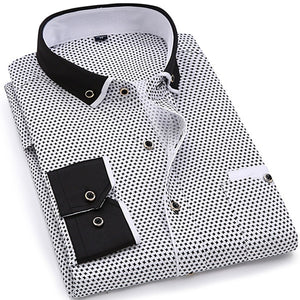 2020 Men Fashion Casual Long Sleeved Printed shirt Slim Fit Male Social Business Dress Shirt Brand Men Clothing Soft Comfortable