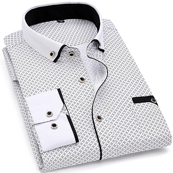2020 Men Fashion Casual Long Sleeved Printed shirt Slim Fit Male Social Business Dress Shirt Brand Men Clothing Soft Comfortable