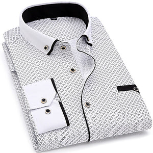 2020 Men Fashion Casual Long Sleeved Printed shirt Slim Fit Male Social Business Dress Shirt Brand Men Clothing Soft Comfortable
