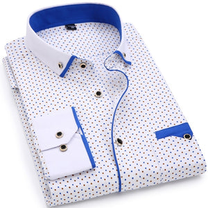2020 Men Fashion Casual Long Sleeved Printed shirt Slim Fit Male Social Business Dress Shirt Brand Men Clothing Soft Comfortable