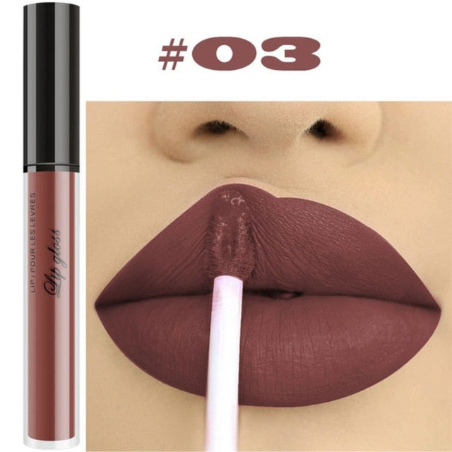 Professional Makeup Velvet Nude Lip gloss Waterproof Liquid Matte Lipstick Long lasting Black Lipstick Set Korean Cosmetics