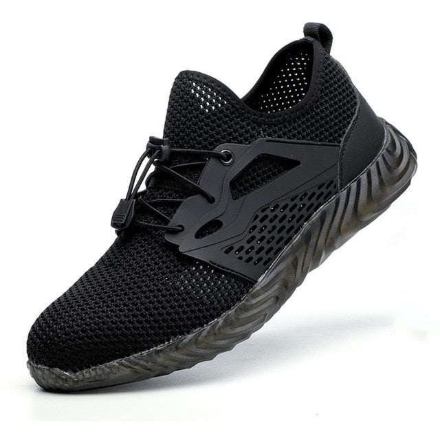 JACKSHIBO  Work Safety Shoes For Men Summer Breathable Boots Working Steel Toe Anti-Smashing Construction Safety Work Sneakers