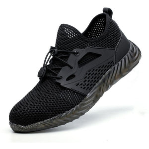 JACKSHIBO  Work Safety Shoes For Men Summer Breathable Boots Working Steel Toe Anti-Smashing Construction Safety Work Sneakers