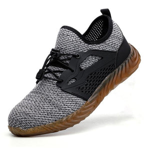 JACKSHIBO  Work Safety Shoes For Men Summer Breathable Boots Working Steel Toe Anti-Smashing Construction Safety Work Sneakers