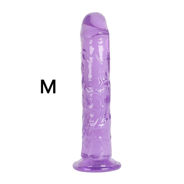 Erotic Soft Jelly Dildo Anal Butt Plug Realistic Penis Strong Suction Cup Dick Toy for Adult G-spot Orgasm Sex Toys for Woman