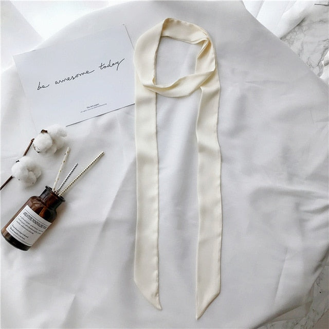 Silk thin long scarf solid color universal scarf European and American long scarf