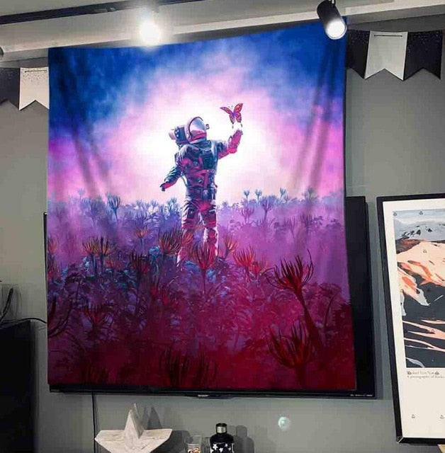 Polyester Throw Tapestry Home Decor Astronaut Print Paisley Wall Hanging Yoga Mat Sleeping Pad Travel Tapestry Large Planet Mats