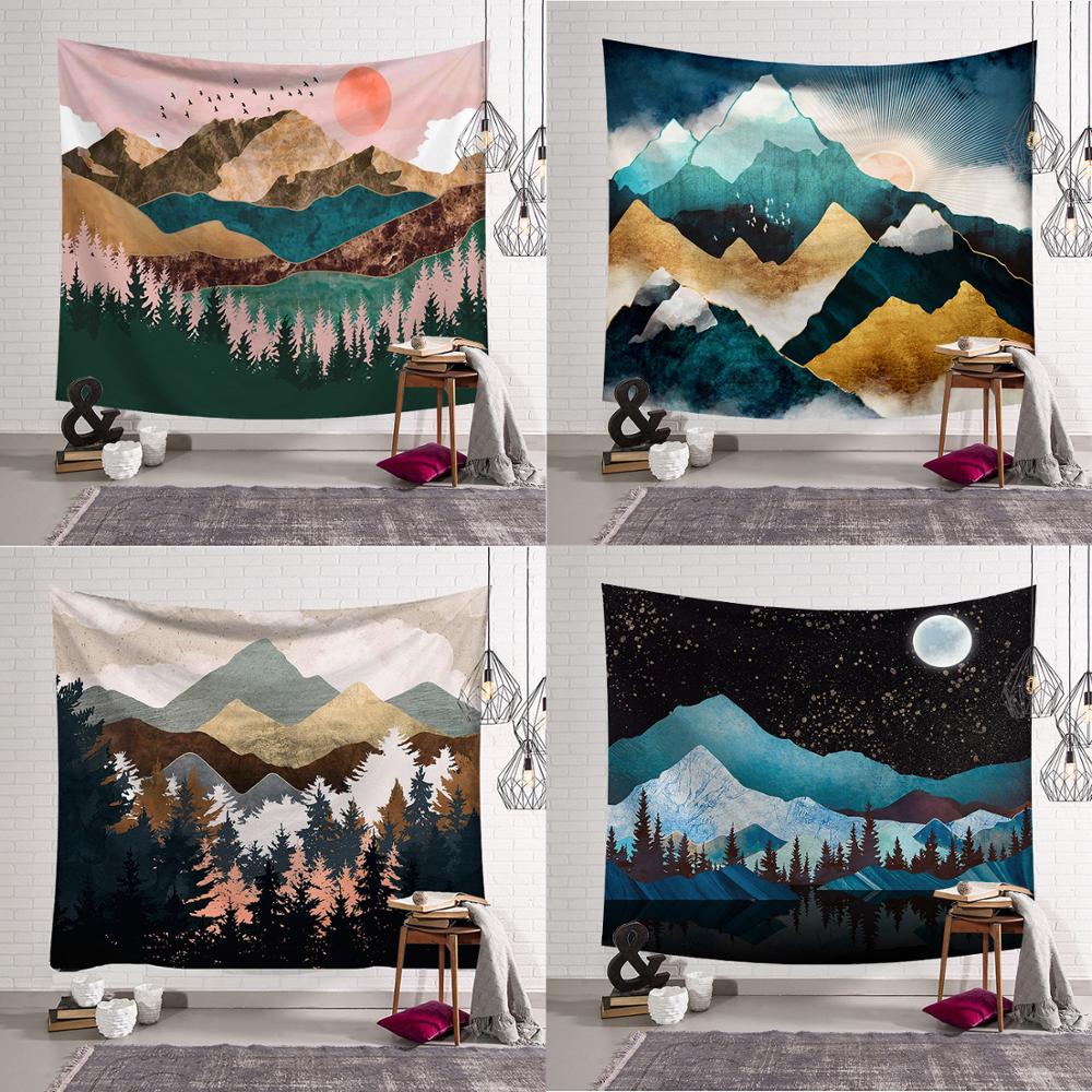 Pattern Mandala Wall Hanging Tapestry Travel Camping Mat Sunrise Oil Painting Pattern Yoga Pad Sleeping Carpet Beach Blanket