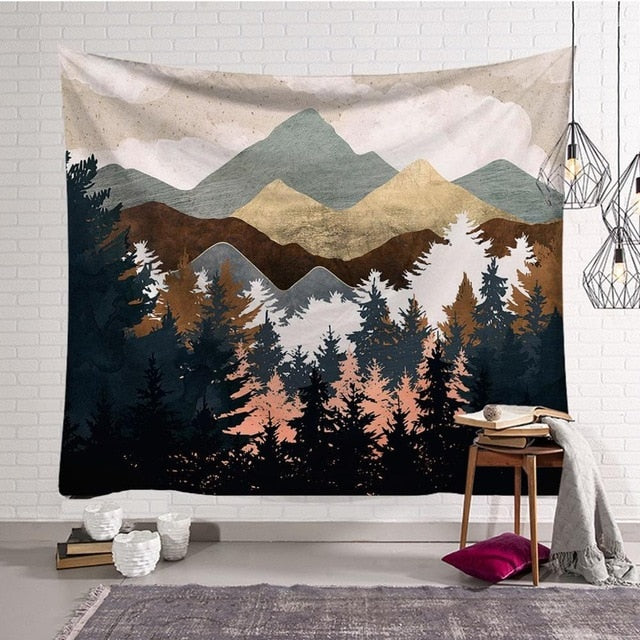 Pattern Mandala Wall Hanging Tapestry Travel Camping Mat Sunrise Oil Painting Pattern Yoga Pad Sleeping Carpet Beach Blanket