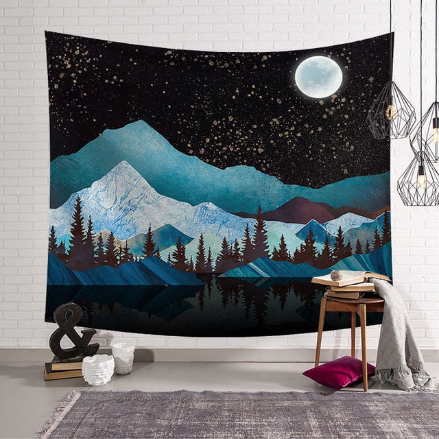 Pattern Mandala Wall Hanging Tapestry Travel Camping Mat Sunrise Oil Painting Pattern Yoga Pad Sleeping Carpet Beach Blanket