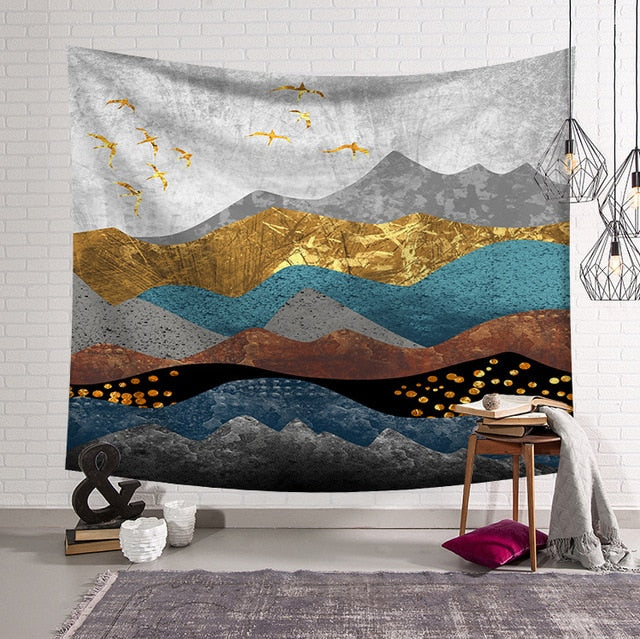Pattern Mandala Wall Hanging Tapestry Travel Camping Mat Sunrise Oil Painting Pattern Yoga Pad Sleeping Carpet Beach Blanket
