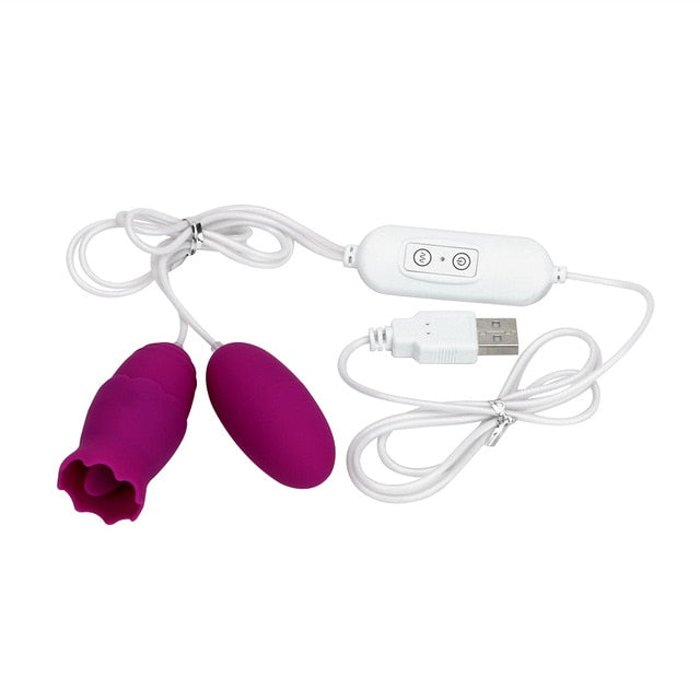 IKOKY Tongue Vibrators 11 Modes USB Power Vibrating Egg G-spot Massage Licking Clitoris Stimulator Sex Toys for Women