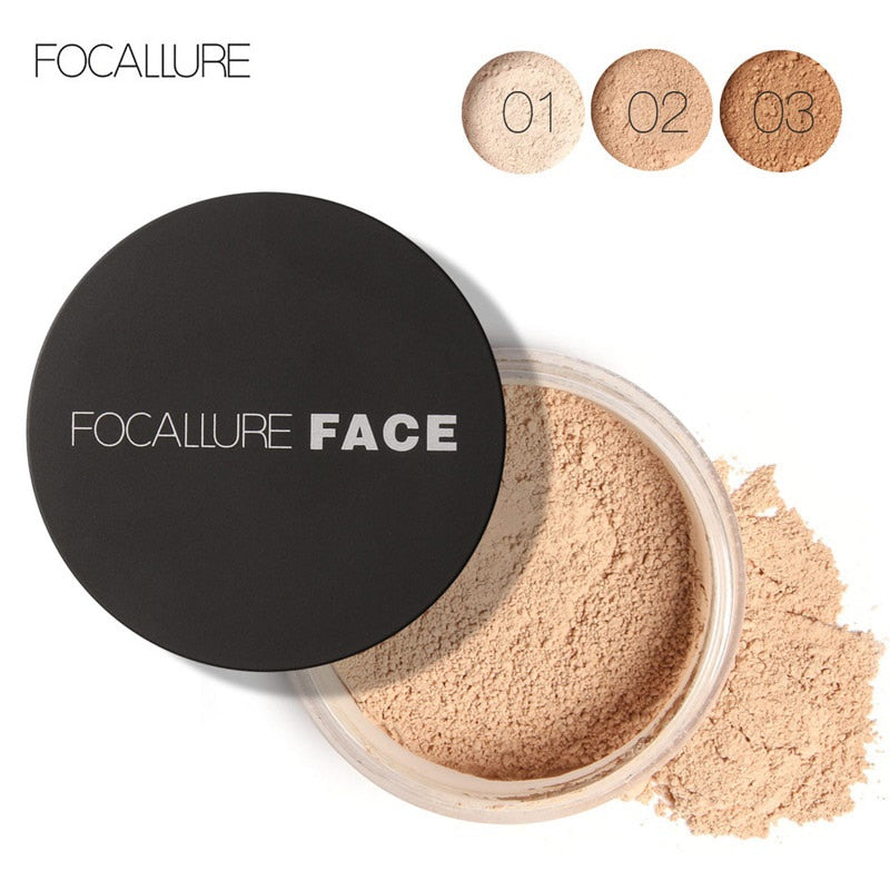 FOCALLURE Makeup Powder 3 Colors Loose Powder Face Makeup Waterproof Loose Powder Skin Finish Powder Face Loose Powder