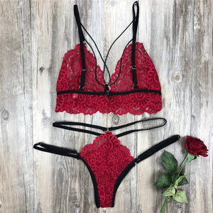 Women's Sexy Lingerie Sexy Bra Set Quality Polyester Lace Lingerie Set Babydoll Comfortable and Breathable Underwear Set