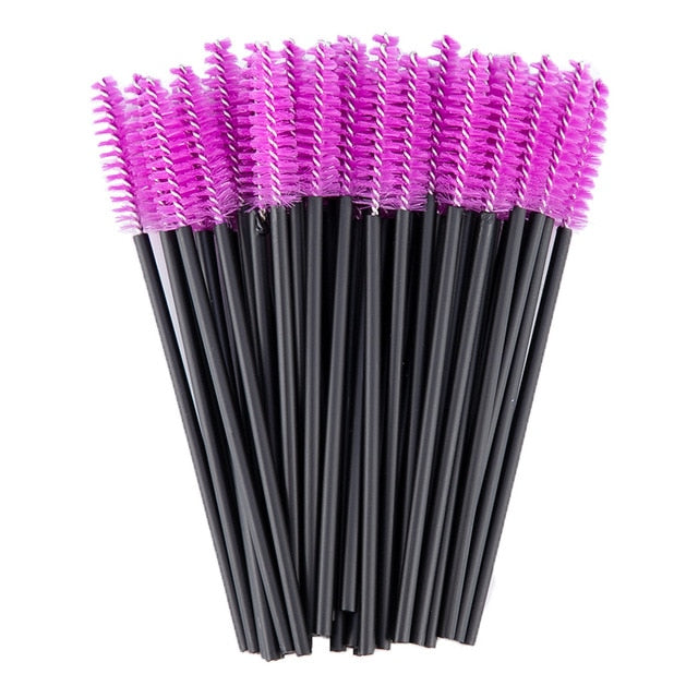 zwellbe Good Quality Disposable 50 Pcs/Pack Crystal Eyelash Makeup Brush  Diamond Handle Mascara Wands Eyelash Extension Tool