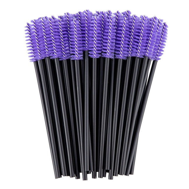 zwellbe Good Quality Disposable 50 Pcs/Pack Crystal Eyelash Makeup Brush  Diamond Handle Mascara Wands Eyelash Extension Tool