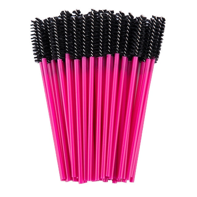 zwellbe Good Quality Disposable 50 Pcs/Pack Crystal Eyelash Makeup Brush  Diamond Handle Mascara Wands Eyelash Extension Tool