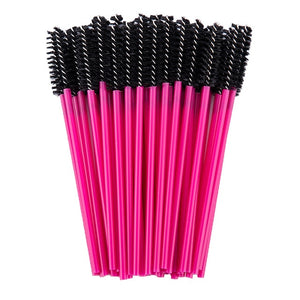 zwellbe Good Quality Disposable 50 Pcs/Pack Crystal Eyelash Makeup Brush  Diamond Handle Mascara Wands Eyelash Extension Tool