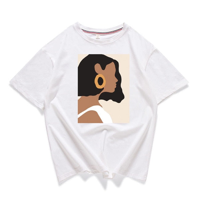 95% Cotton Bloom Flower Feather Women T -shirt Summer Short Sleeve Round Neck Harajuku Printing Tee Casual Fashion Female Tops