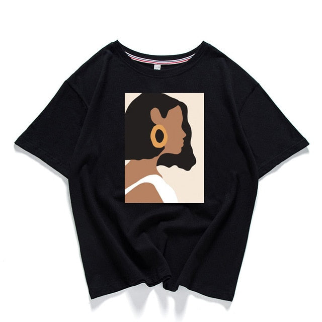 95% Cotton Bloom Flower Feather Women T -shirt Summer Short Sleeve Round Neck Harajuku Printing Tee Casual Fashion Female Tops