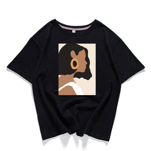 95% Cotton Bloom Flower Feather Women T -shirt Summer Short Sleeve Round Neck Harajuku Printing Tee Casual Fashion Female Tops