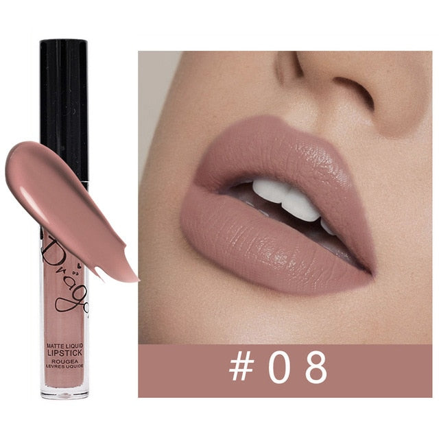 Waterproof Liquid Lipstick Makeup Matte Lip Gloss Long-lasting Cosmetics Lip Stick Cream Silky Glosses Velvet Nude Lipgloss 1Pcs