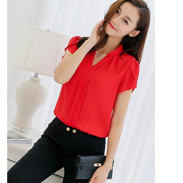 Brand Blouses Woman Clothing Summer Office Lady Big Size Tunic Tops 2020 Casual Short Sleeve Print Shirt Blouse Blusa Feminina