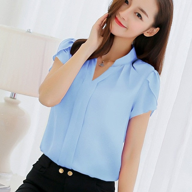 Brand Blouses Woman Clothing Summer Office Lady Big Size Tunic Tops 2020 Casual Short Sleeve Print Shirt Blouse Blusa Feminina