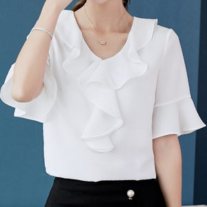 Brand Blouses Woman Clothing Summer Office Lady Big Size Tunic Tops 2020 Casual Short Sleeve Print Shirt Blouse Blusa Feminina