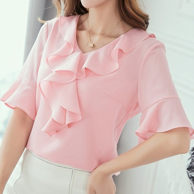 Brand Blouses Woman Clothing Summer Office Lady Big Size Tunic Tops 2020 Casual Short Sleeve Print Shirt Blouse Blusa Feminina