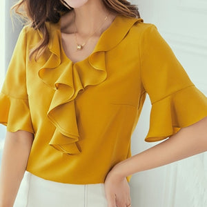 Brand Blouses Woman Clothing Summer Office Lady Big Size Tunic Tops 2020 Casual Short Sleeve Print Shirt Blouse Blusa Feminina