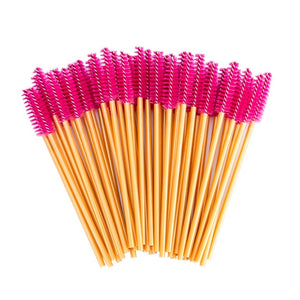 zwellbe Good Quality Disposable 50 Pcs/Pack Crystal Eyelash Makeup Brush  Diamond Handle Mascara Wands Eyelash Extension Tool