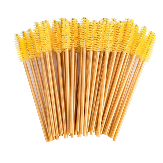 zwellbe Good Quality Disposable 50 Pcs/Pack Crystal Eyelash Makeup Brush  Diamond Handle Mascara Wands Eyelash Extension Tool