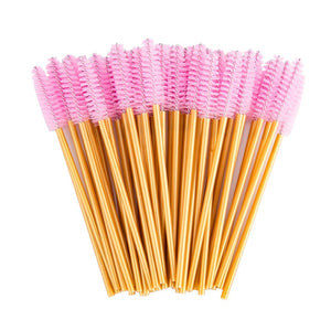 zwellbe Good Quality Disposable 50 Pcs/Pack Crystal Eyelash Makeup Brush  Diamond Handle Mascara Wands Eyelash Extension Tool