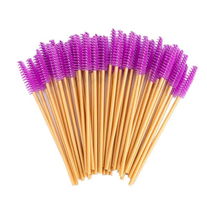zwellbe Good Quality Disposable 50 Pcs/Pack Crystal Eyelash Makeup Brush  Diamond Handle Mascara Wands Eyelash Extension Tool