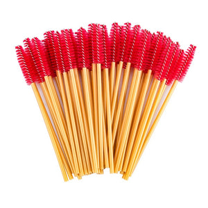 zwellbe Good Quality Disposable 50 Pcs/Pack Crystal Eyelash Makeup Brush  Diamond Handle Mascara Wands Eyelash Extension Tool